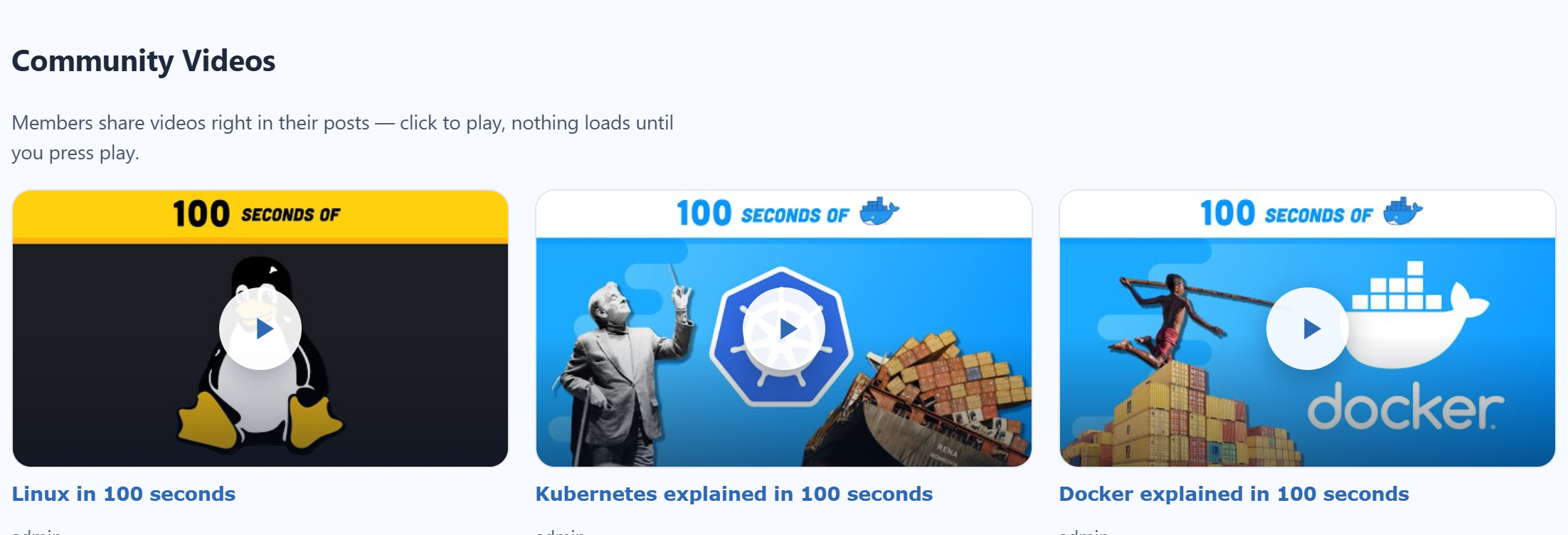 The Community Videos row on the home page